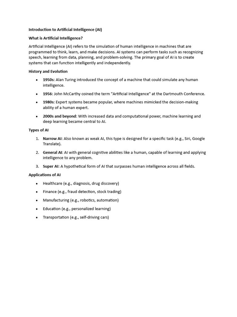 Overview of Artificial Intelligence Concepts | PDF