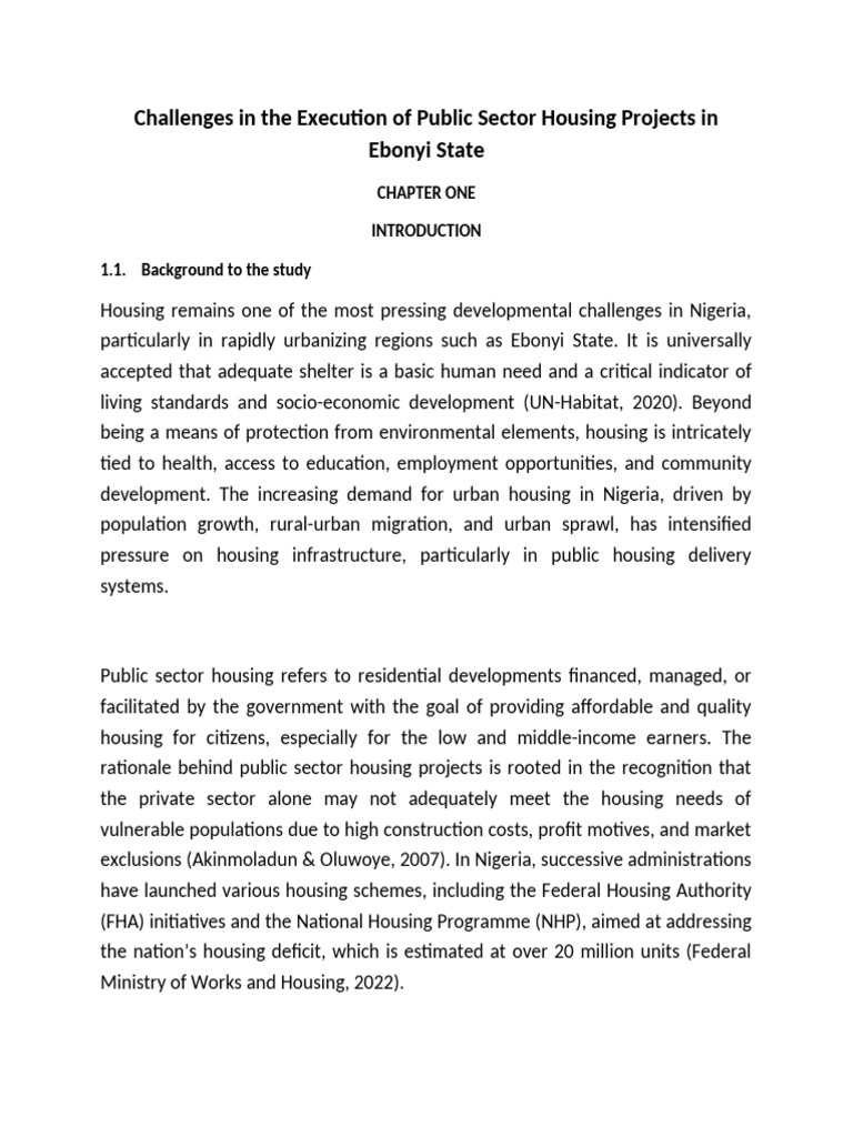 Challenges in Ebonyi Public Housing Projects | PDF | Systems Theory ...
