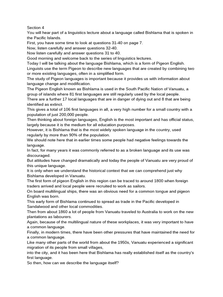 Understanding Bishlama Language in Vanuatu | PDF | English Language | Word