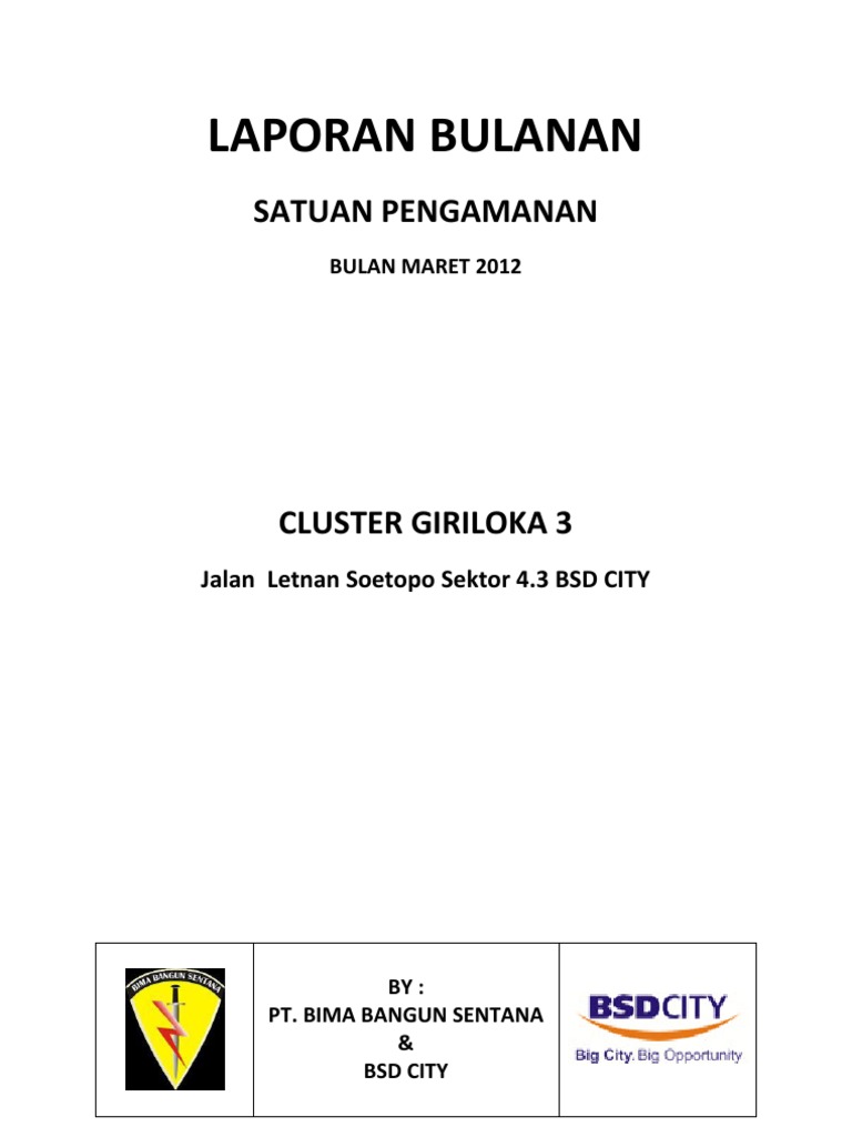 Contoh Laporan Bulanan Satpam