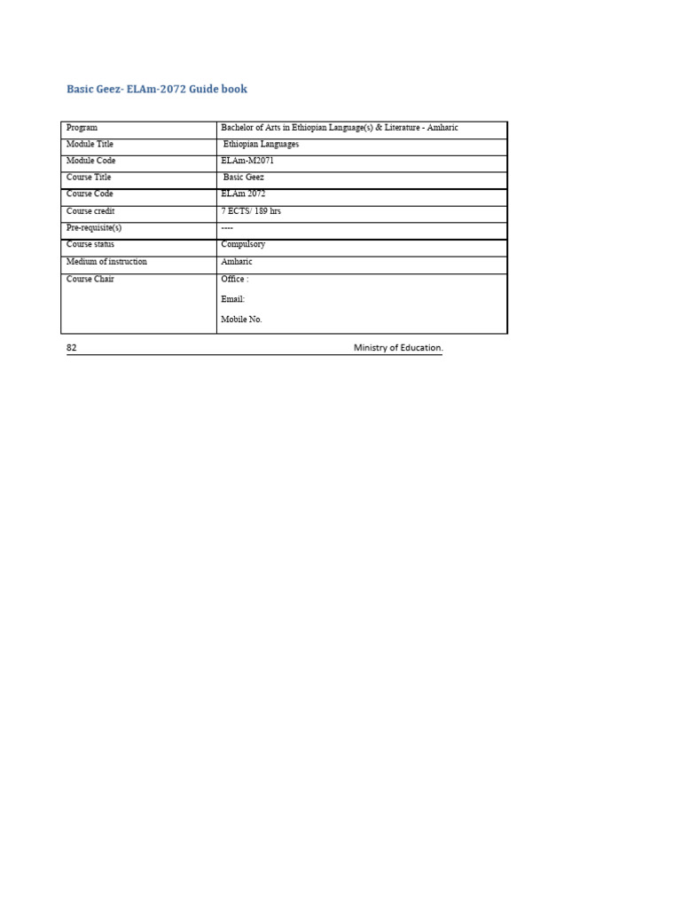 Basic Geez Course Overview | PDF | Linguistics | Human Communication