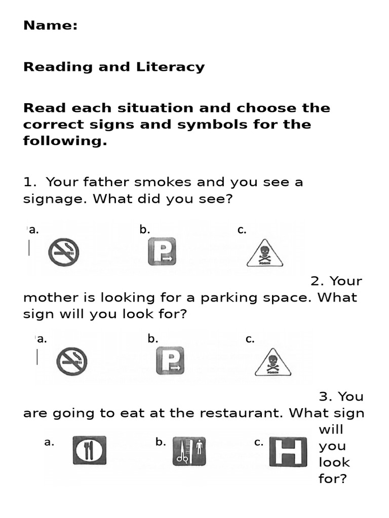 Signs and Symbols in Reading Skills | PDF