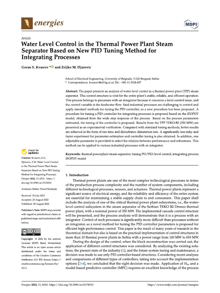 Water Level Control Tuning | PDF