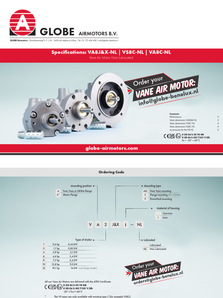 Vane Air Motor with Gearbox Specs | PDF | Mechanical Engineering | Machines
