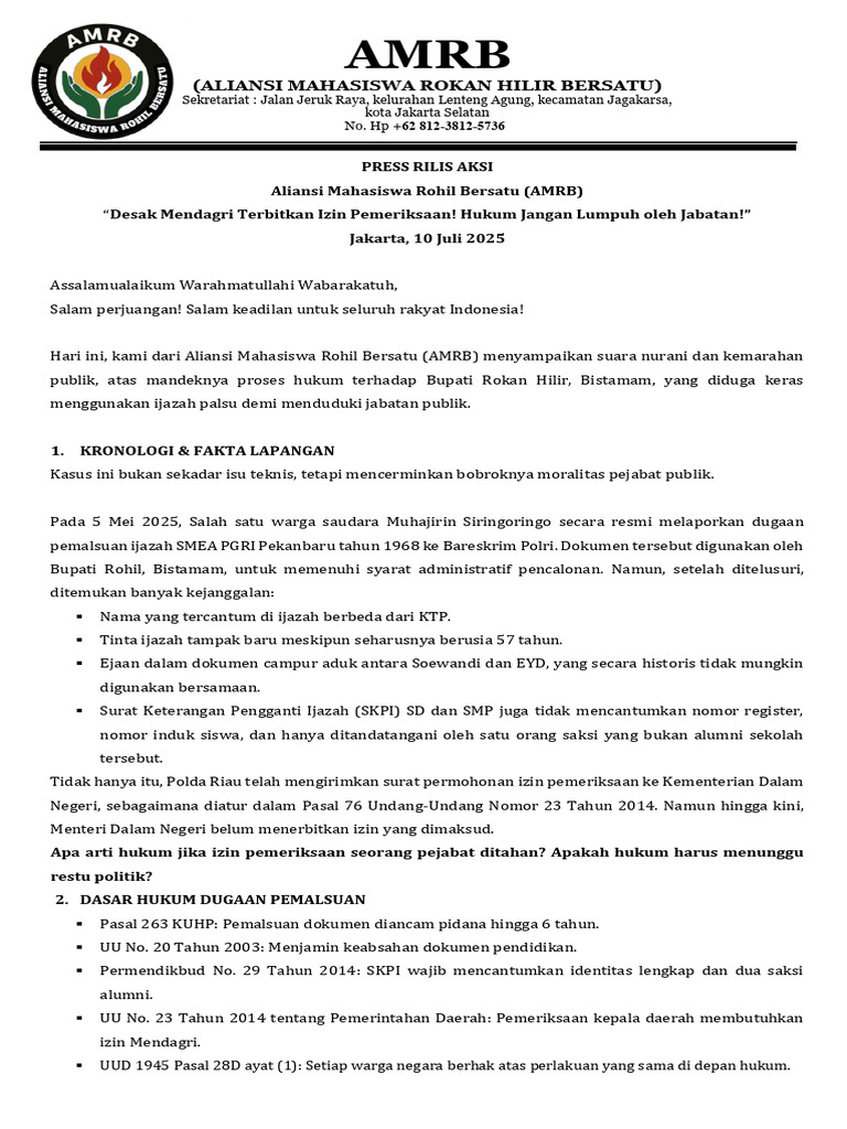Press Rilis Aksi 1 | PDF