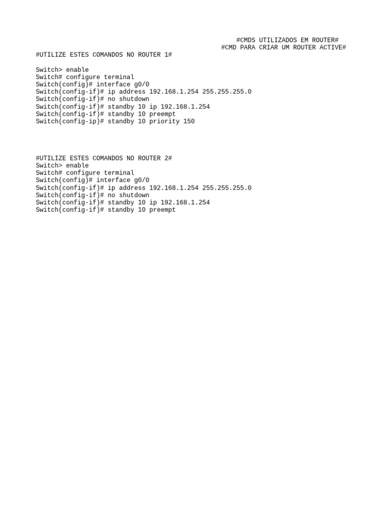Router Configuration Commands Guide | PDF