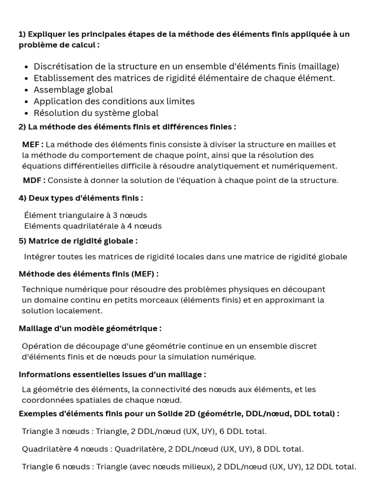 Méthode des Éléments Finis : Étapes Clés | PDF
