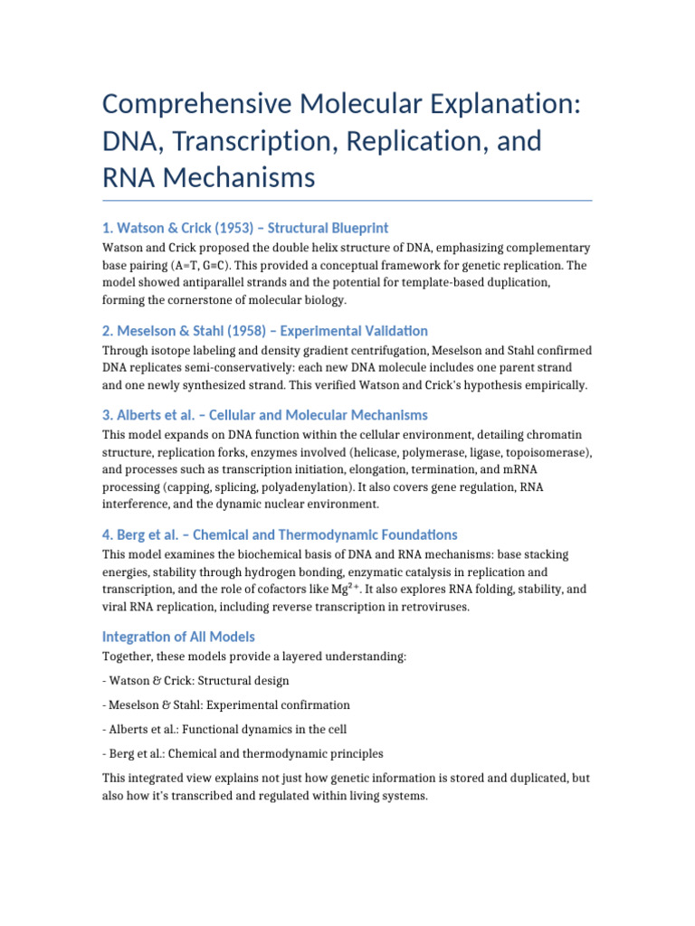 DNA Transcription Model Overview | PDF