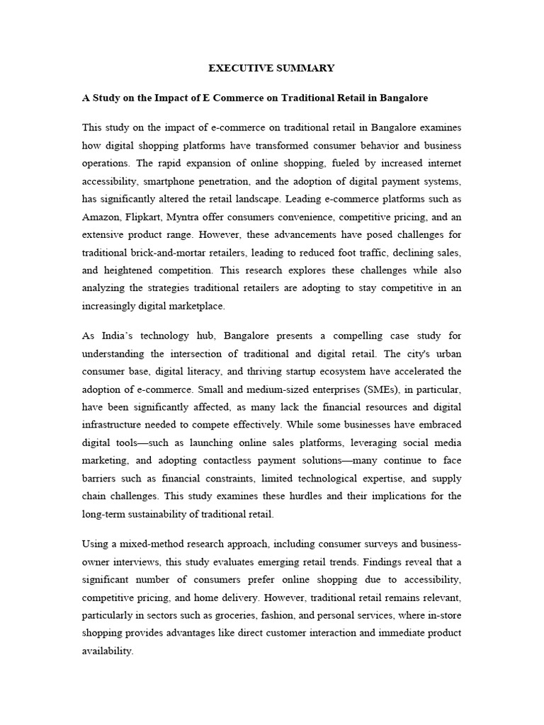 E-Commerce's Impact on Bangalore Retail | PDF | E Commerce | Retail