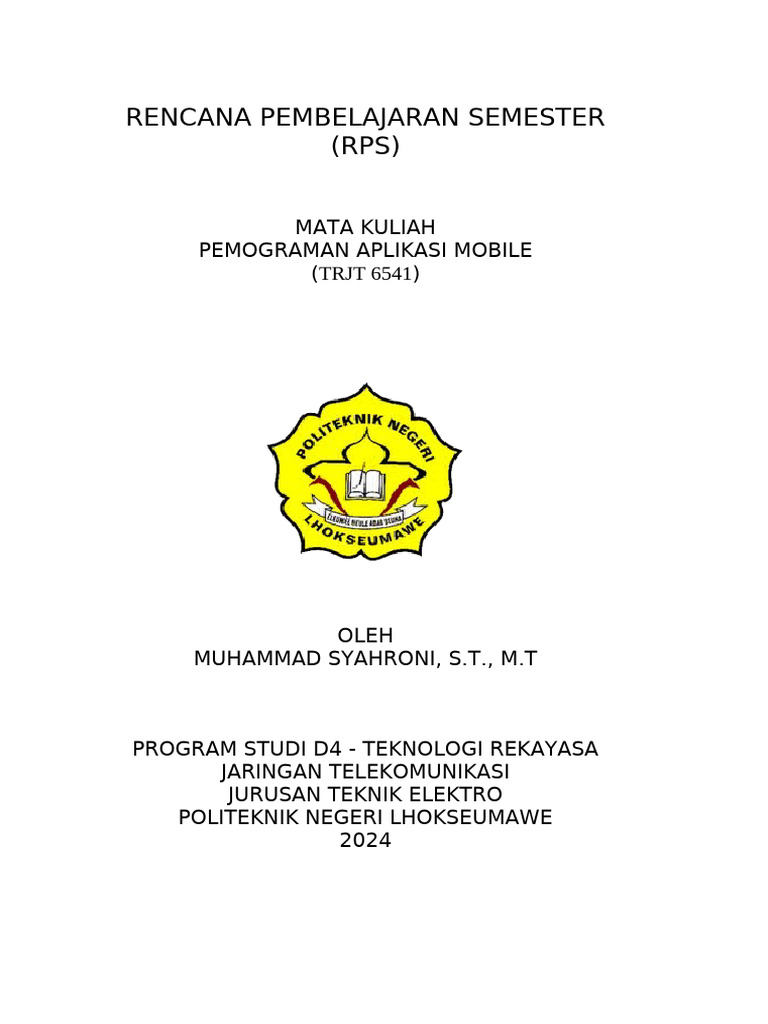 Rencana Pembelajaran Pemrograman Mobile | PDF