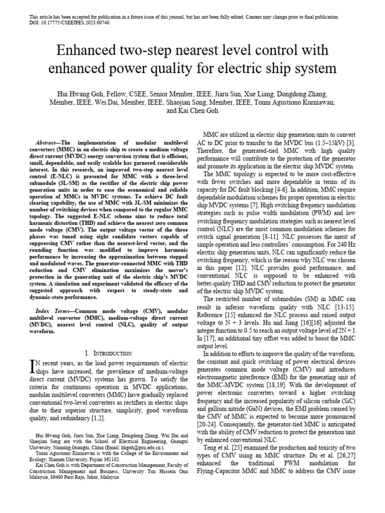 Enhanced Two-Step Nearest Level Control With Enhanced Power Quality For ...