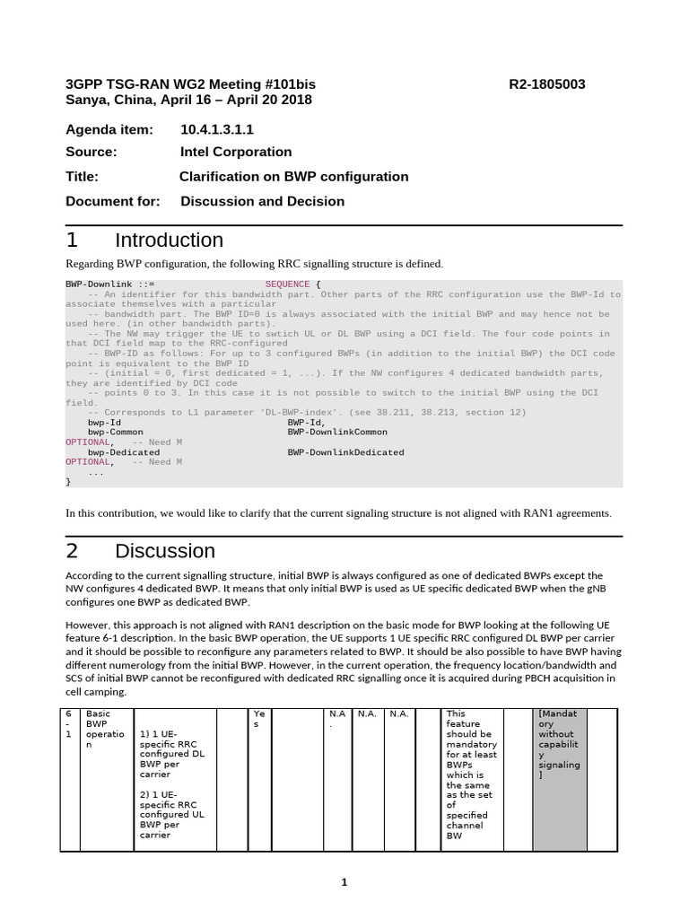 BWP Configuration Clarification Proposal | PDF | Computer Engineering ...