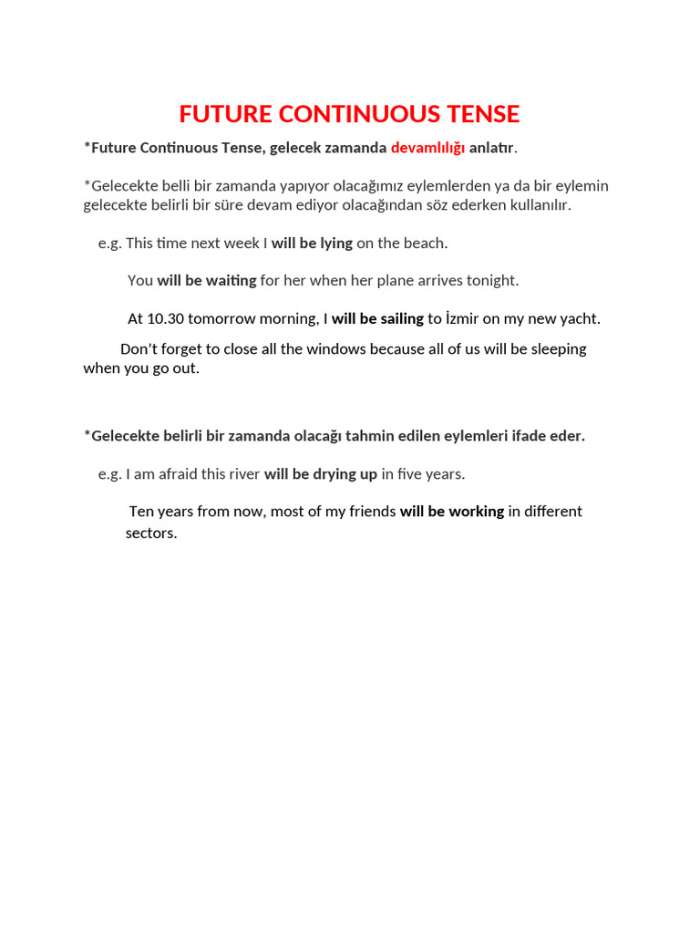 Future Continuous Tense | PDF