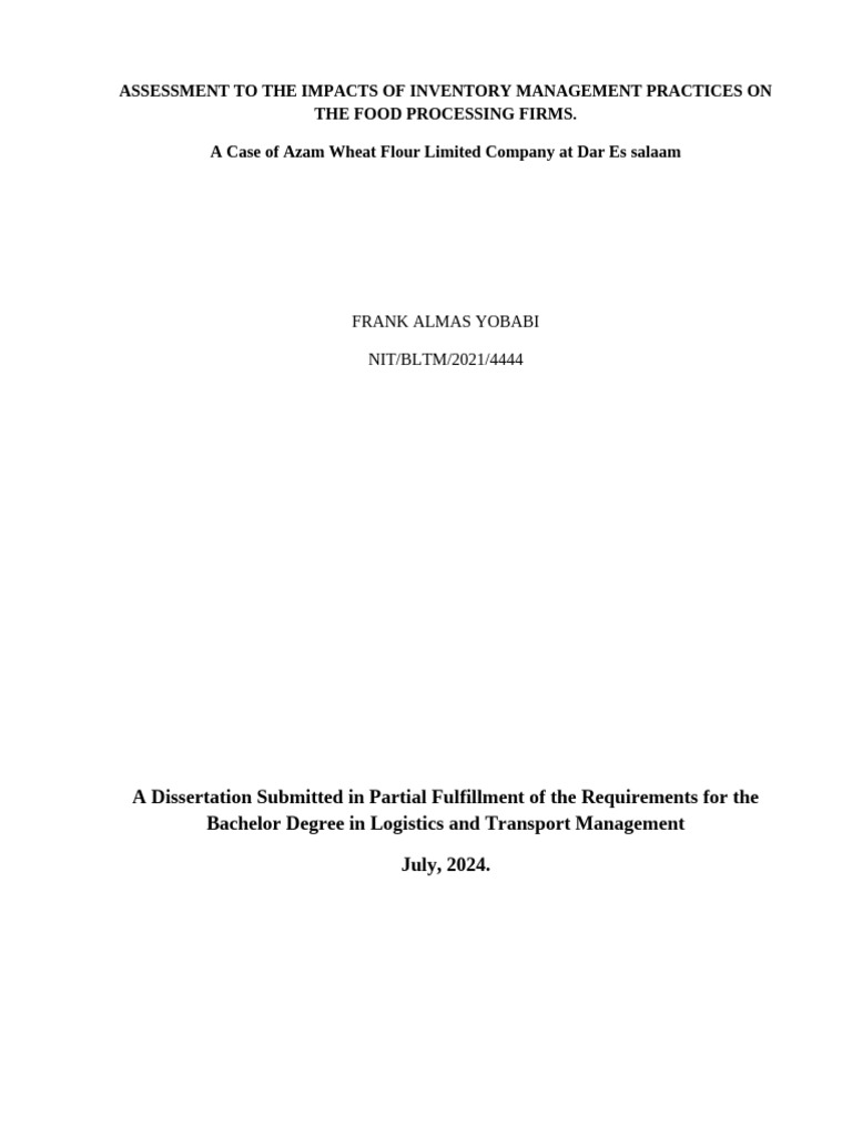 Impact of Inventory Management on Food Processing | PDF | Inventory ...