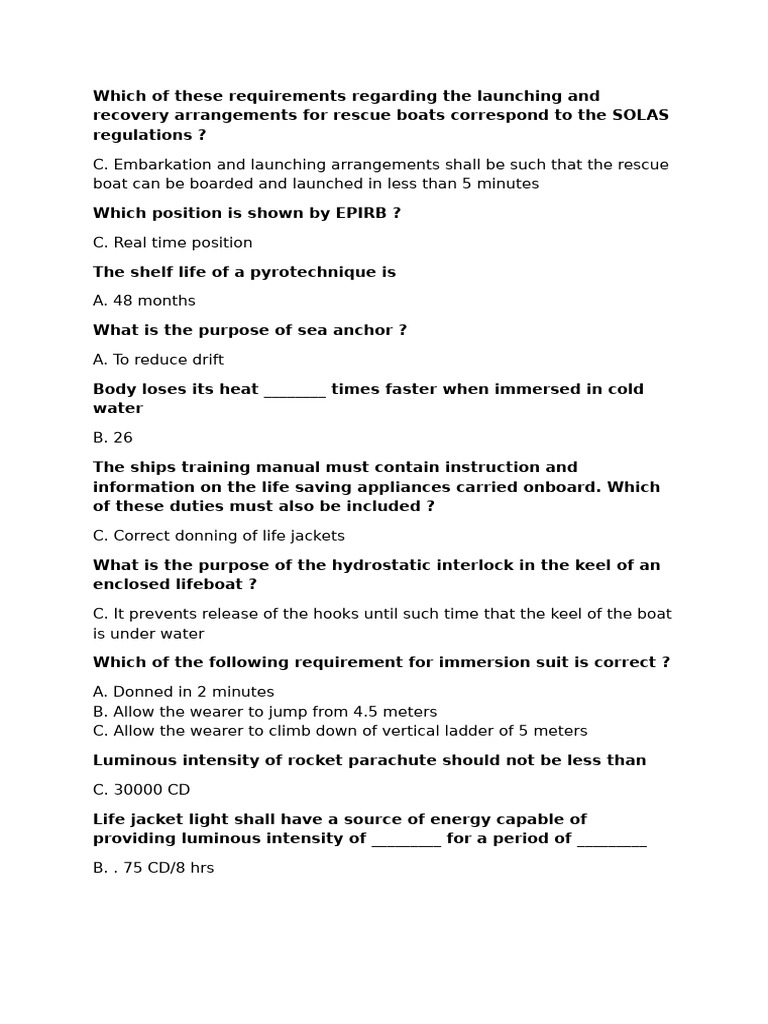 SOLAS Rescue Boat Launching Standards | PDF