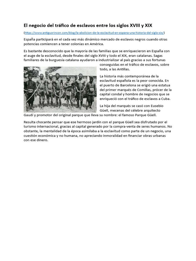 El Negocio Del Tráfico de Esclavos Entre Los Siglos XVIII y XIX | PDF