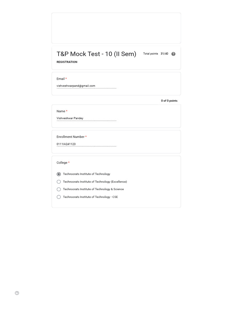 T&P Mock Test - 10 (II Sem) | PDF | Computer Programming | Software ...
