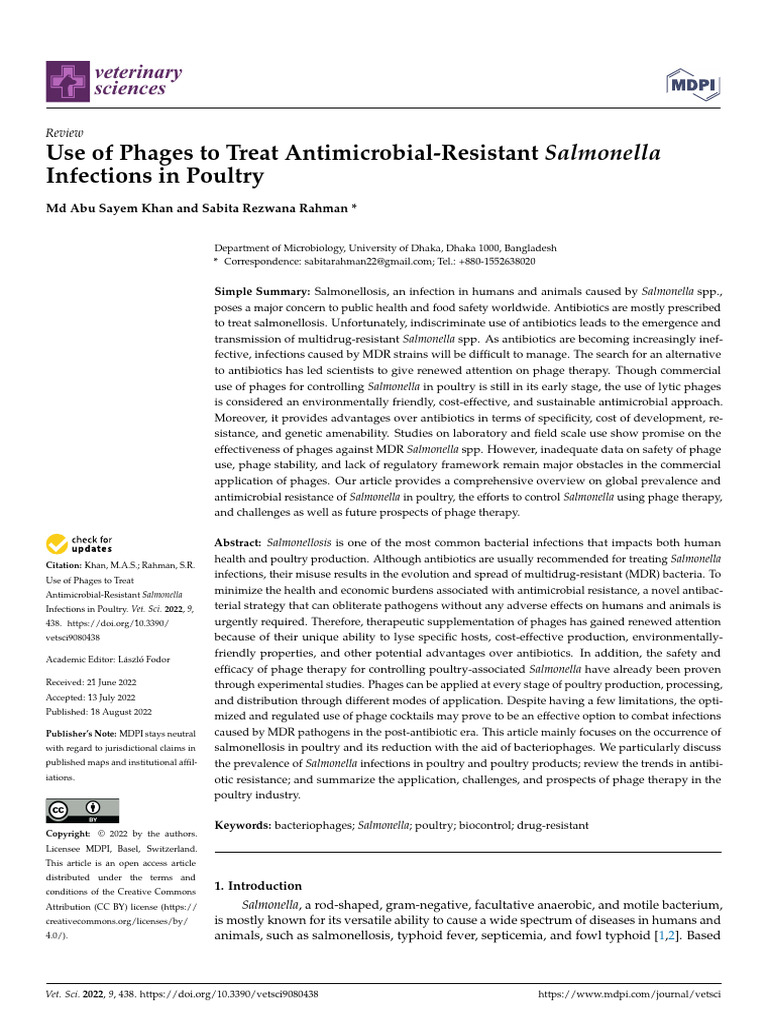 Phage Therapy for Salmonella in Poultry | PDF | Bacteriophage | Salmonella