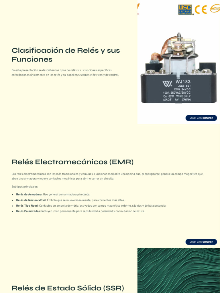 Tipos de Relés y sus Funciones Específicas | PDF | Relé | Electricidad