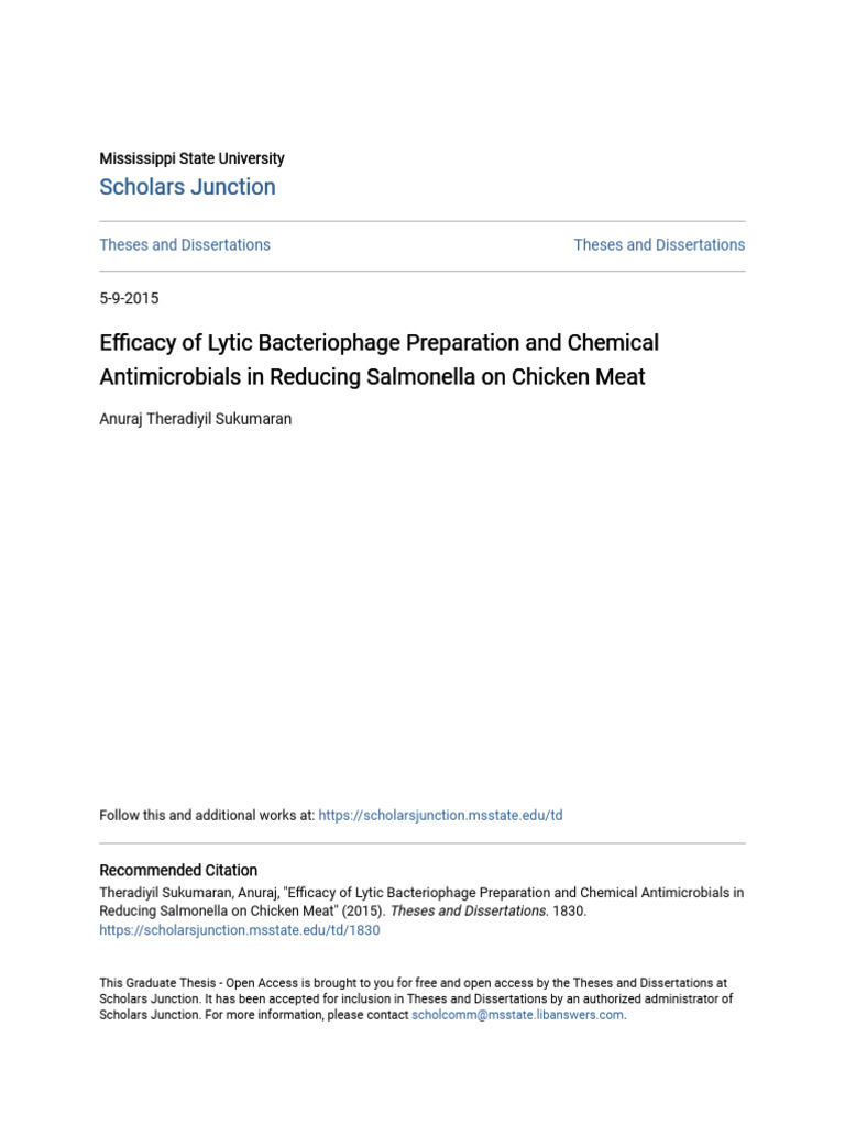 Salmonella Reduction in Chicken Meat | PDF | Salmonella | Bacteriophage
