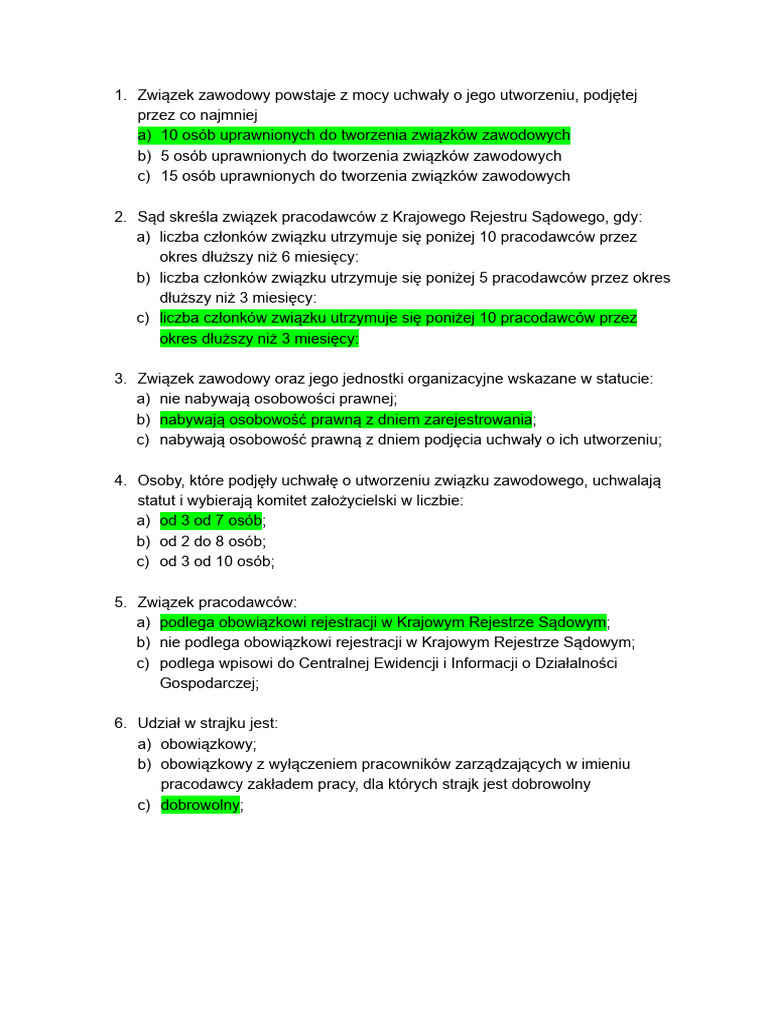 Prawo Pracy (Przykładowy Test) | PDF