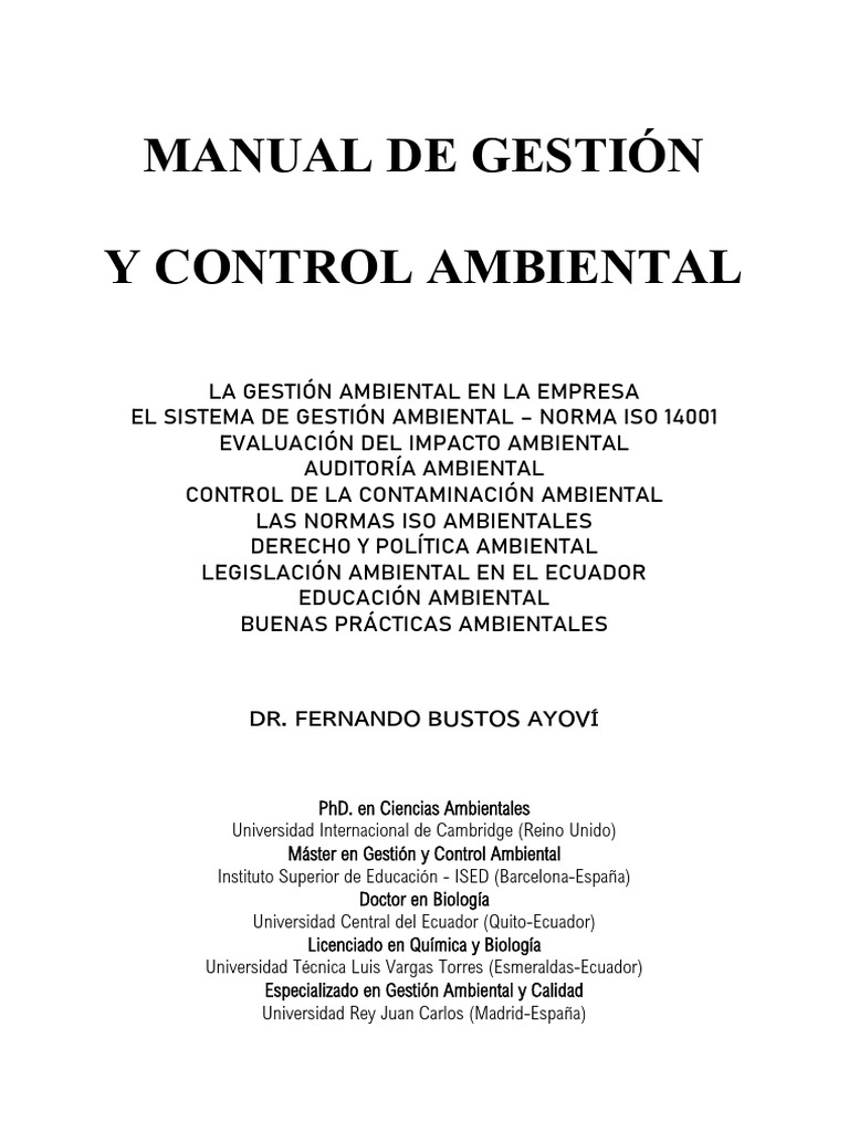 Manual de Gestión Ambiental ISO 14001 | PDF | Evaluación de impacto ...