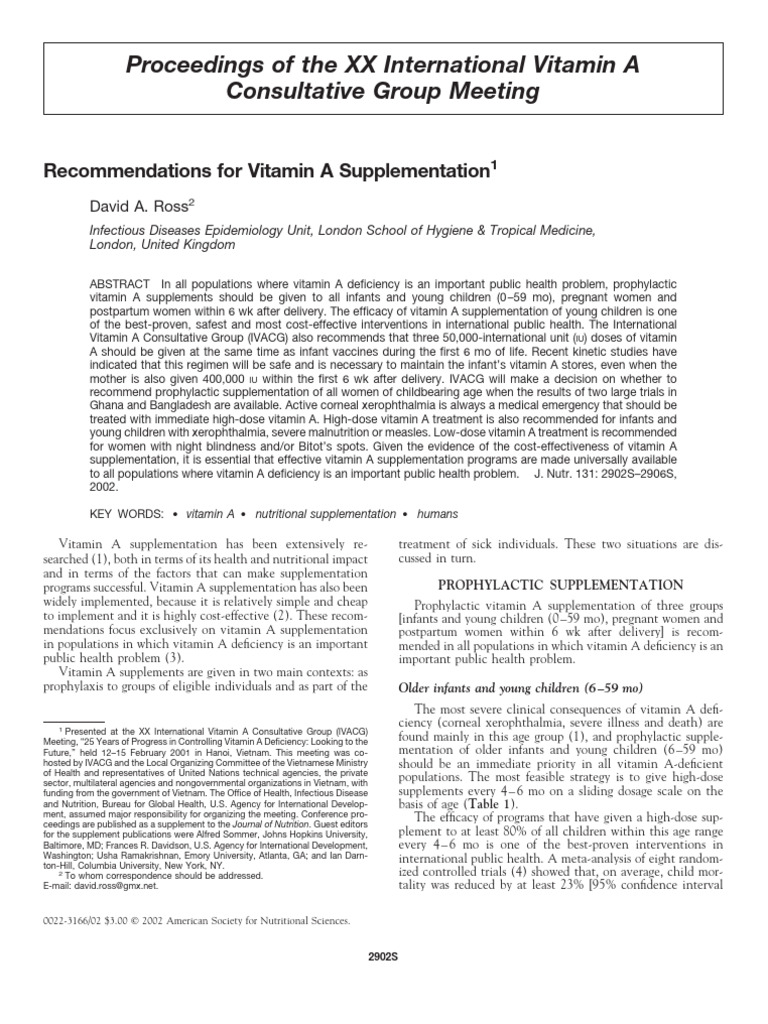 Vitamin A Supplementation Guidelines | PDF | Vitamin A | Vitamin