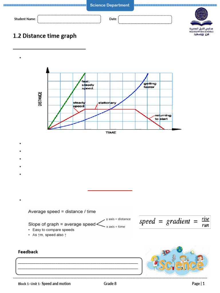 Distance-Time Graphs for Grade 8 Science | PDF | Speed | Acceleration