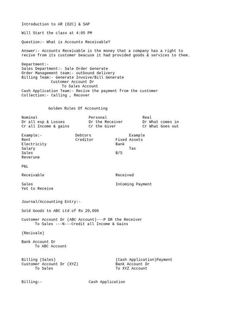 Overview of AR and O2C Processes | PDF | Debits And Credits | Cheque