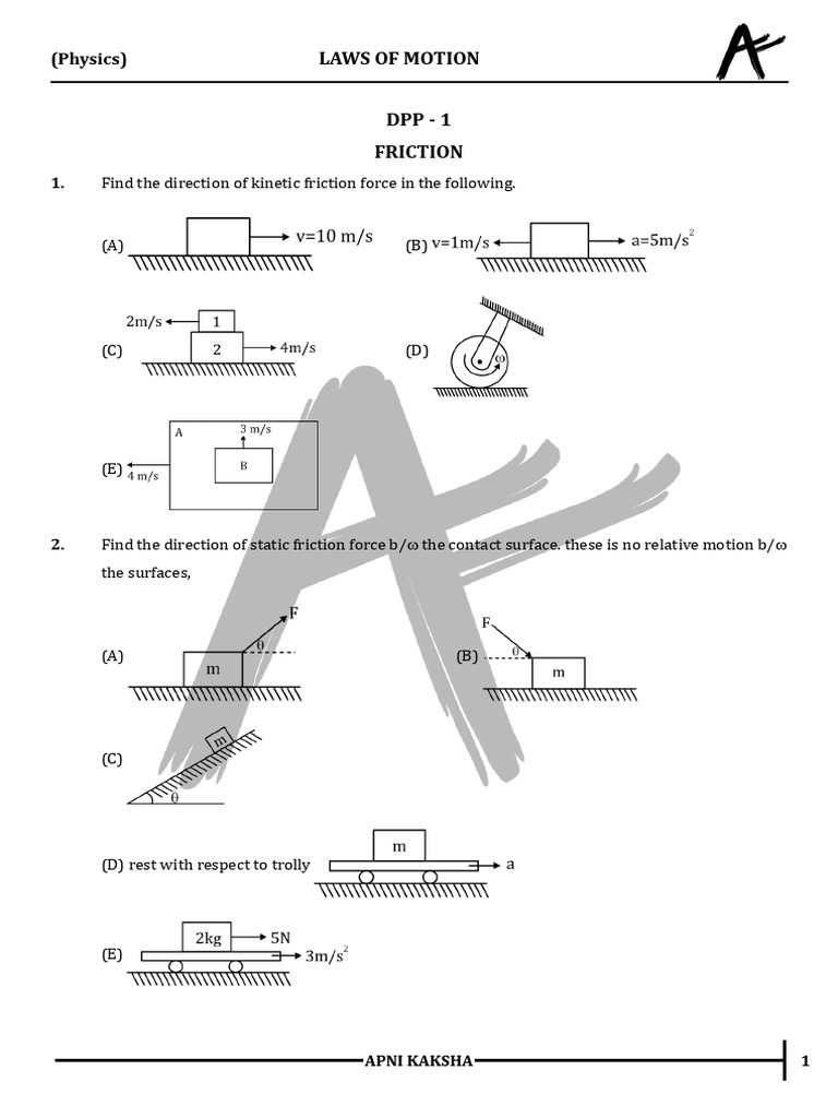 Laws of Motion: Friction Problems and Solutions | PDF | Friction | Force