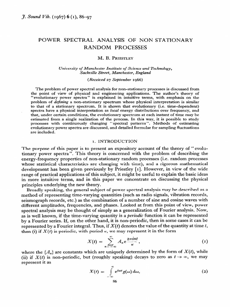 Evolutionary Power Spectra Analysis | PDF | Spectral Density | Sine Wave
