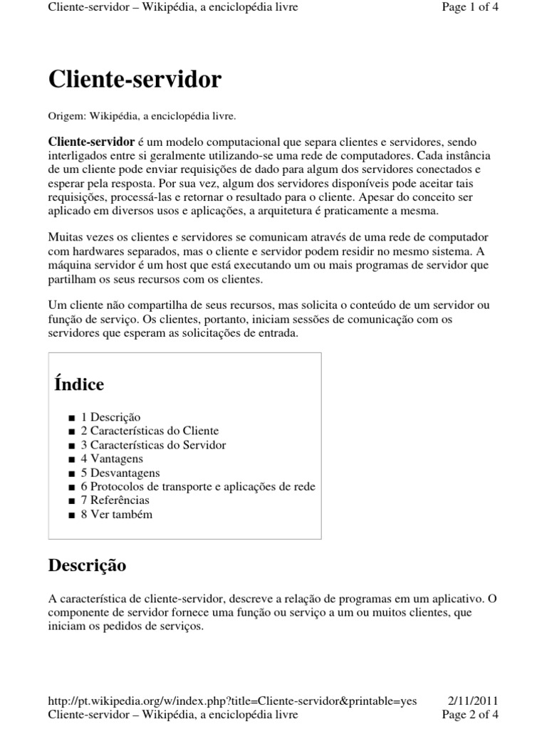 Modelo Cliente-Servidor em Redes | PDF | Modelo cliente – Servidor ...