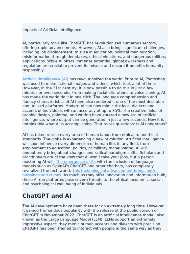 AI's Impact: Risks and Benefits | PDF | Artificial Intelligence ...