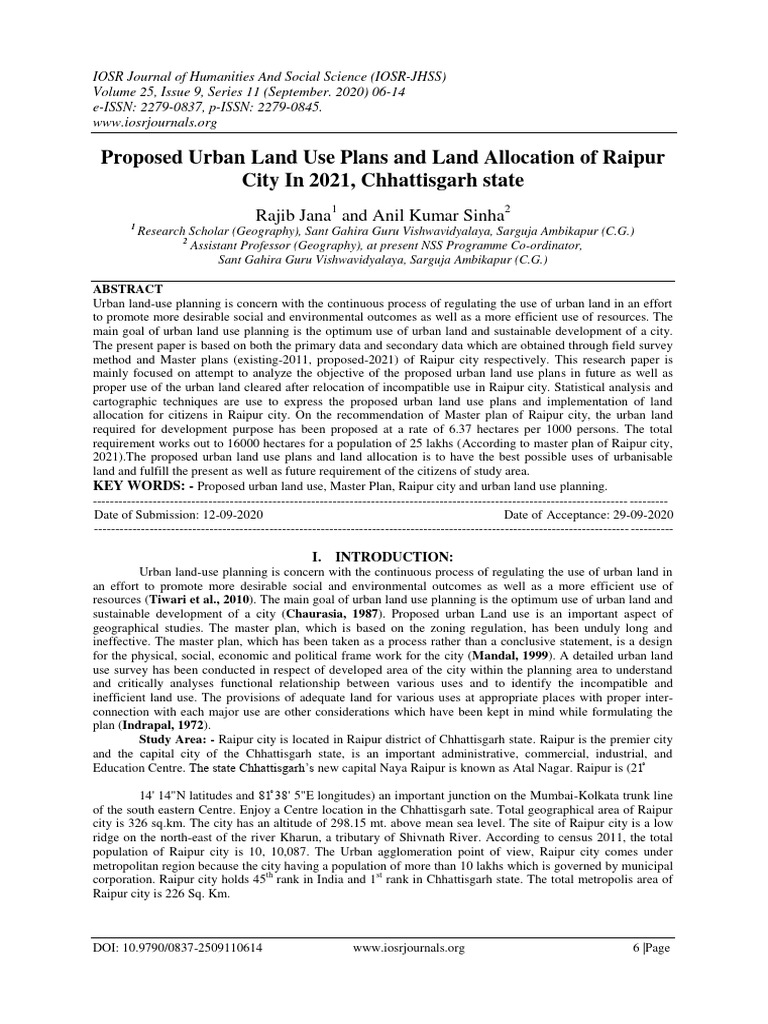 Raipur City Urban Land Use Plans 2021 | PDF | Urban Planning ...