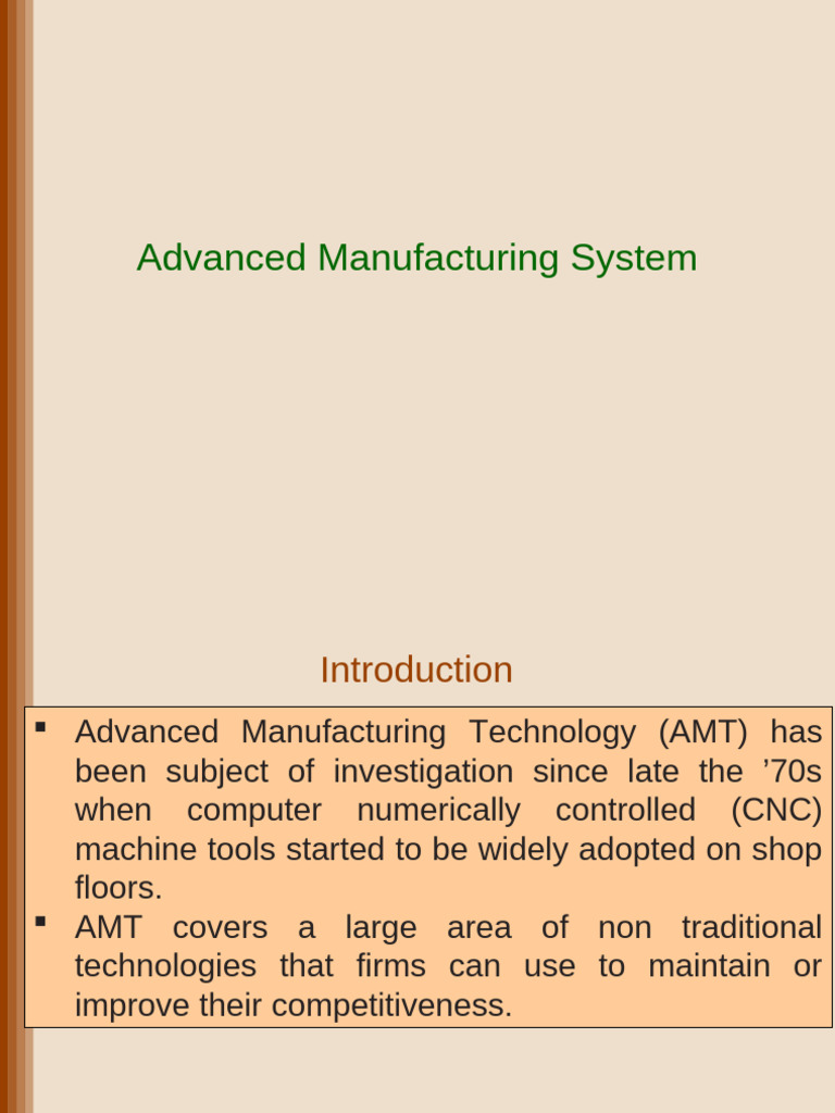 Overview of Advanced Manufacturing Systems | PDF