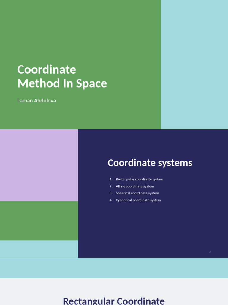 Coordinate Method in Space Presentation | PDF | Cartesian Coordinate ...