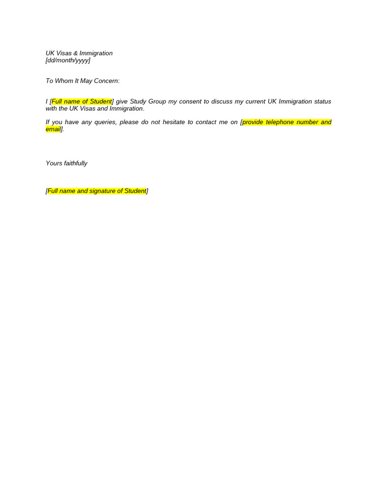 Consent for Immigration Status Inquiry | PDF