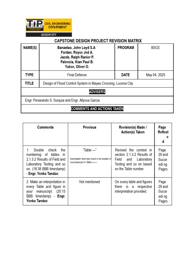 Flood Control System Project Revisions | PDF