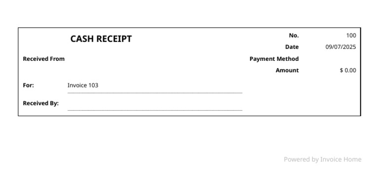 Cash Receipt: No. Date Received From Payment Method Amount For | PDF