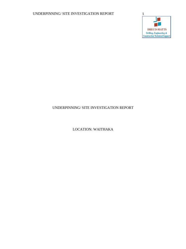 Underpinning Site Investigation Report | PDF | Concrete | Column