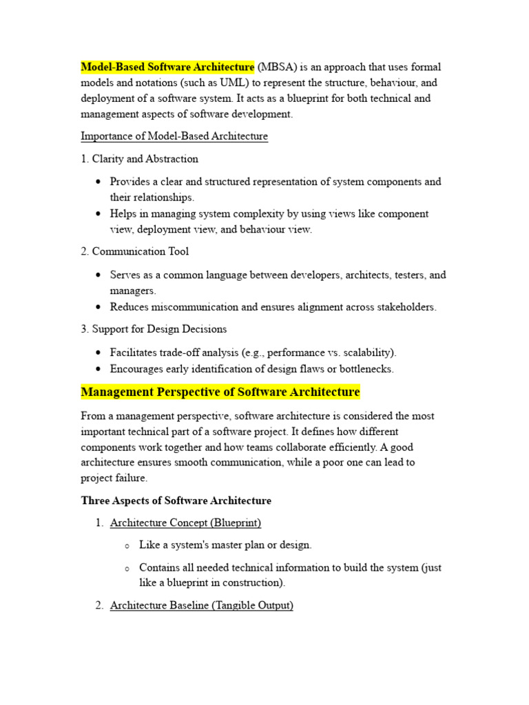 Model-Based Software Architecture Overview | PDF | Software ...
