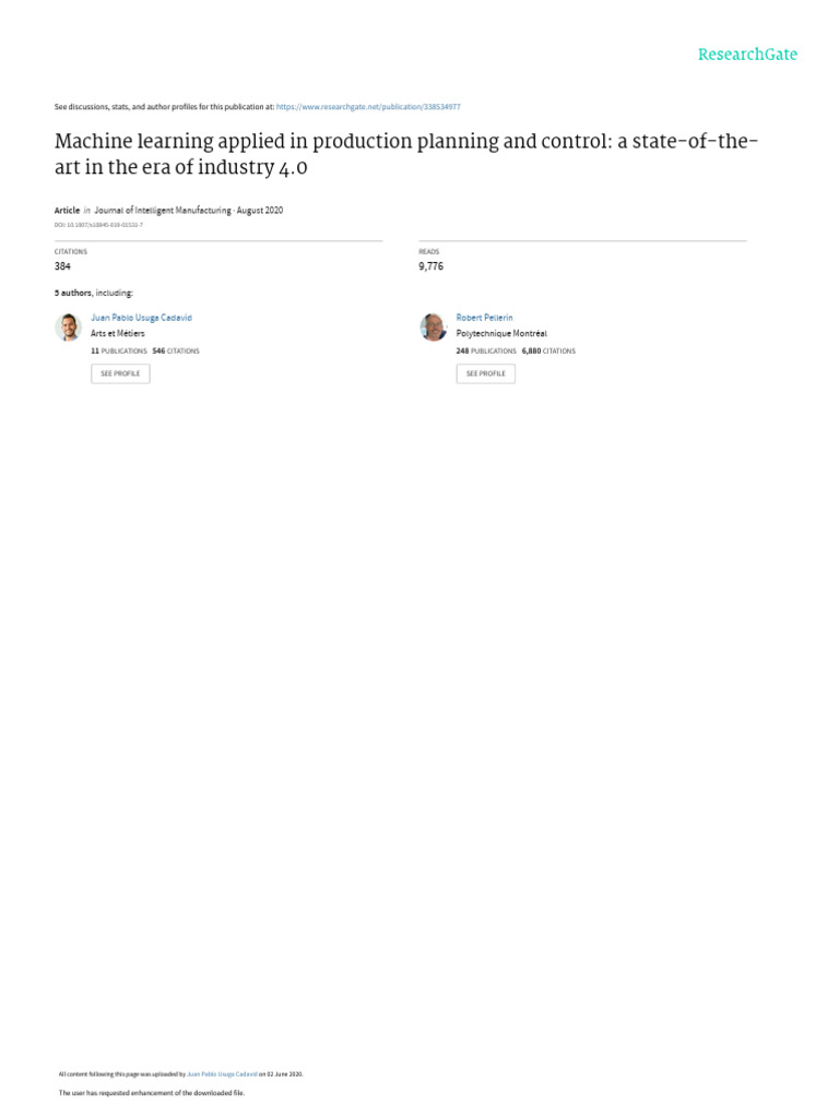 Machine Learning in Production Planning | PDF | Machine Learning | Data