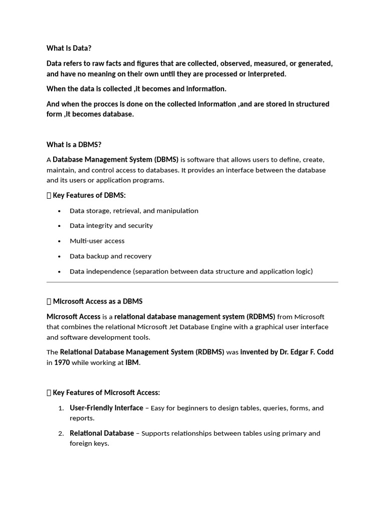 Understanding Data and DBMS Basics | PDF | Databases | Relational Database