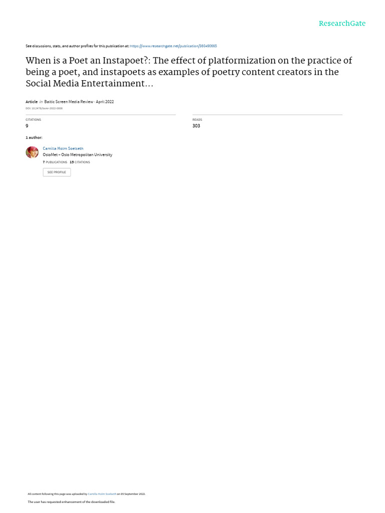 When Is A Poet An Instapoet | PDF | Poetry | Social Media