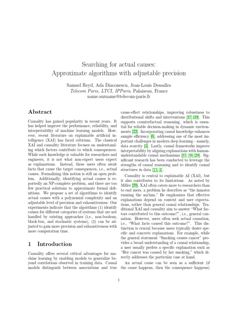 Algorithms for Identifying Actual Causes | PDF | Causality