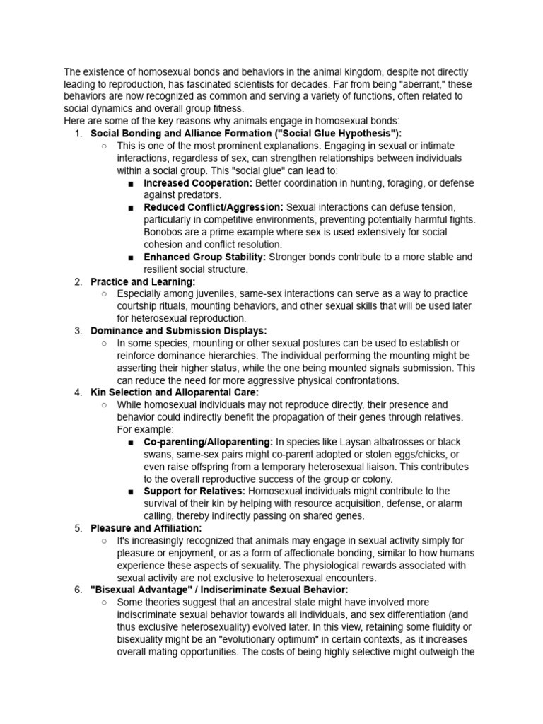 Homosexual Behavior in Animals Explained | PDF | Human Sexual Activity ...