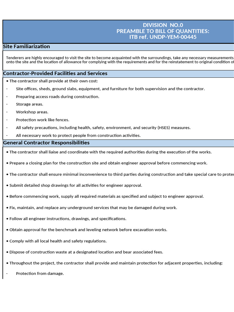 Contractor Responsibilities and Site Preparation | PDF | Concrete | Tile