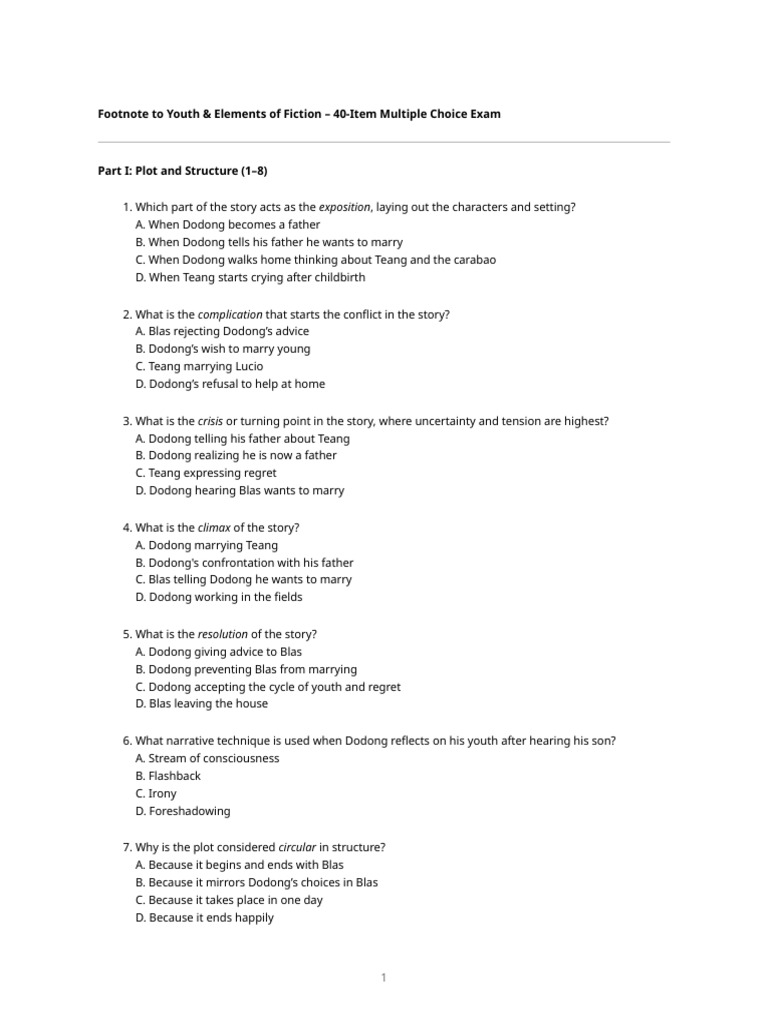 Footnote to Youth Exam: Plot & Characters | PDF | Narration | Anger