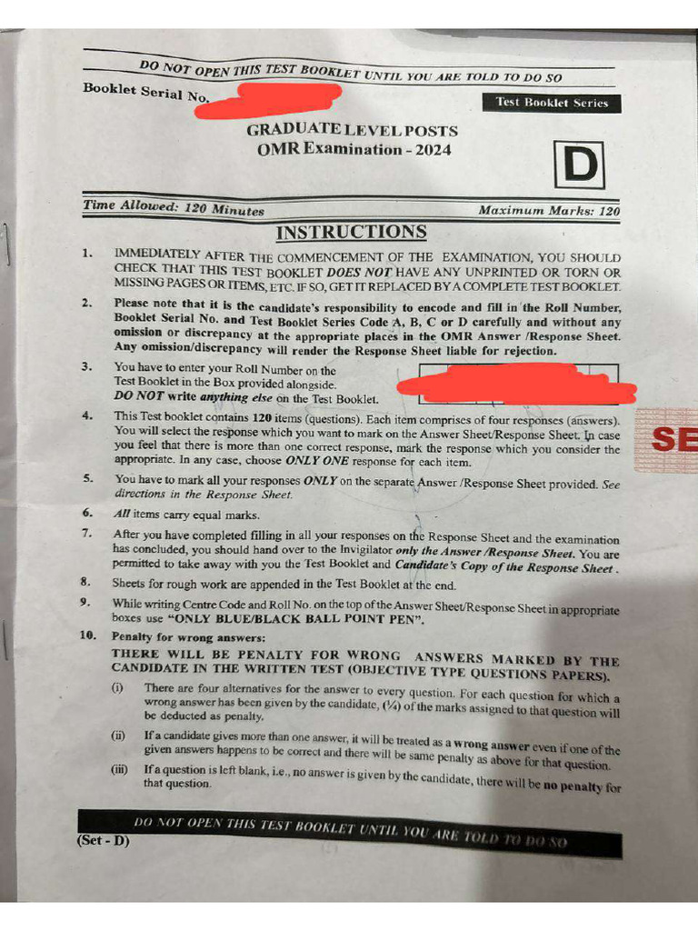 JKSSB Graduate Level Paper 2 June 2024 @JkExamZone | PDF