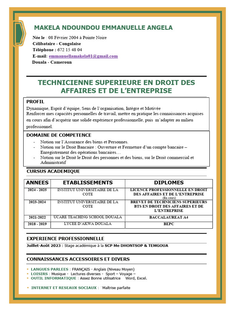 Profil de Makela Ndoindou Emmanuelle | PDF